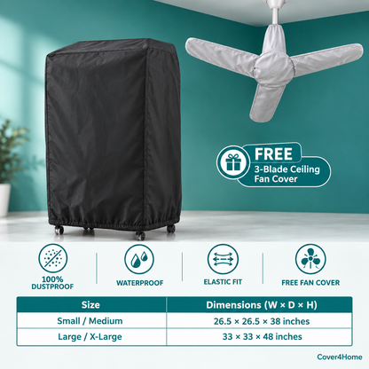 Waterproof Dustproof Air Cooler Cover – Black