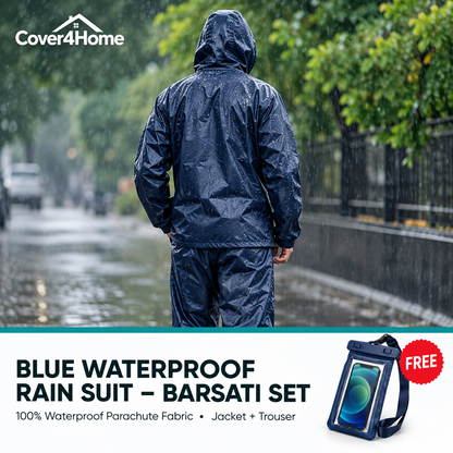 Blue Waterproof Rain Suit – Jacket & Trouser