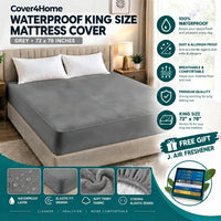 Waterproof King Size Mattress Cover – Grey 72×78