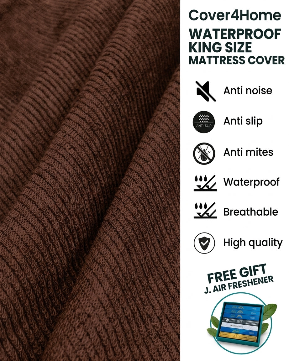 Waterproof King Size Mattress Cover – Brown 72×78