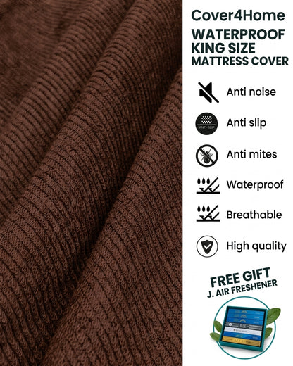 Waterproof King Size Mattress Cover – Brown 72×78