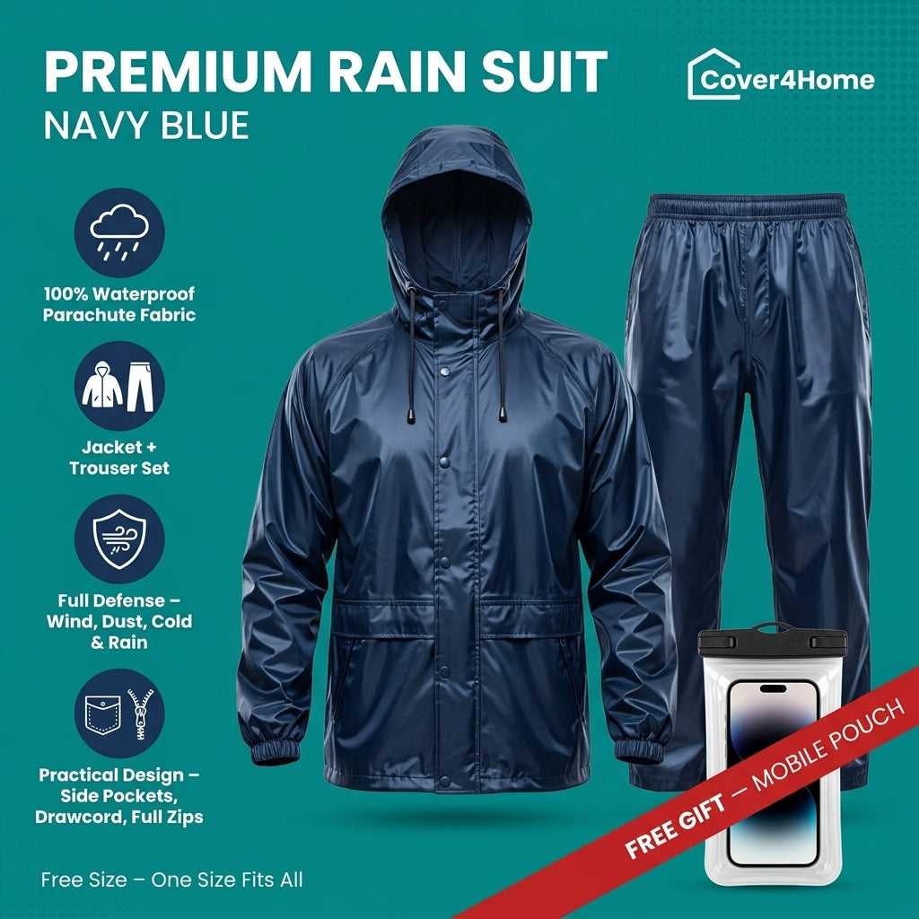 Blue Waterproof Rain Suit – Jacket & Trouser