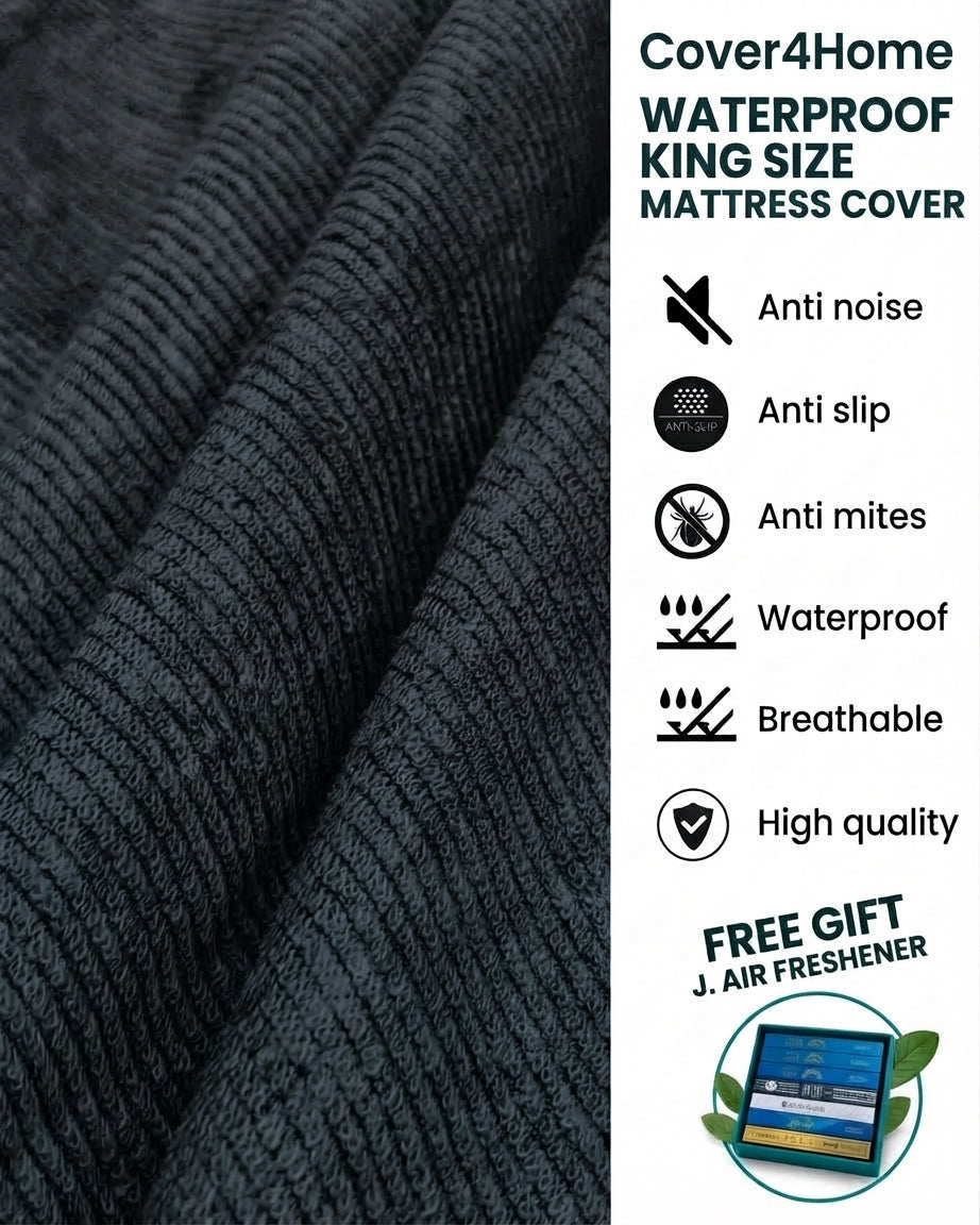 Waterproof King Size Mattress Cover – Grey 72×78